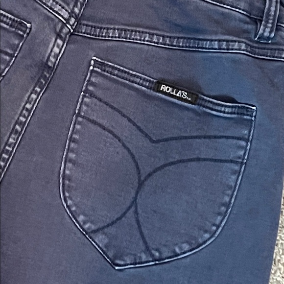 Rolla’s High Rise Wide Leg Jeans Size 27 Dark Wash Navy Straight Leg Aussie 9 - Picture 12 of 13